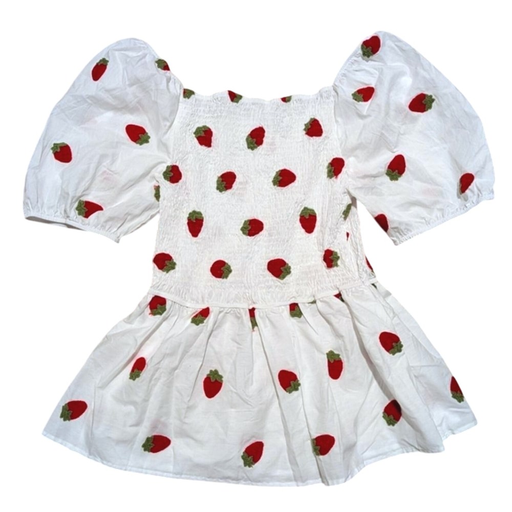 Hippie Nomad Plus 3X Strawberry Embroidered Peplum Smocked Babydoll Top Shirt